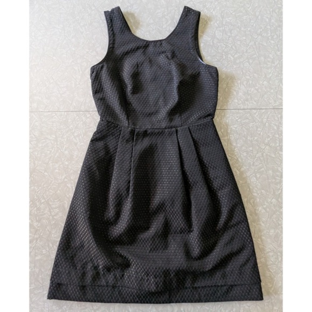 Madewell Sz 0 Black Lowlight Gold Metallic Dot Jacquard Sleeveless Mini Dress